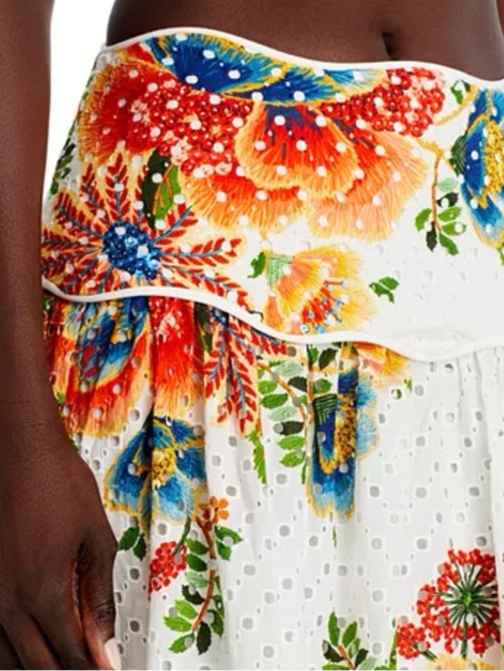 FARM Rio Delicate Garden Eyelet Midi Skirt Size Medium NWT $265 - Picture 6 of 10